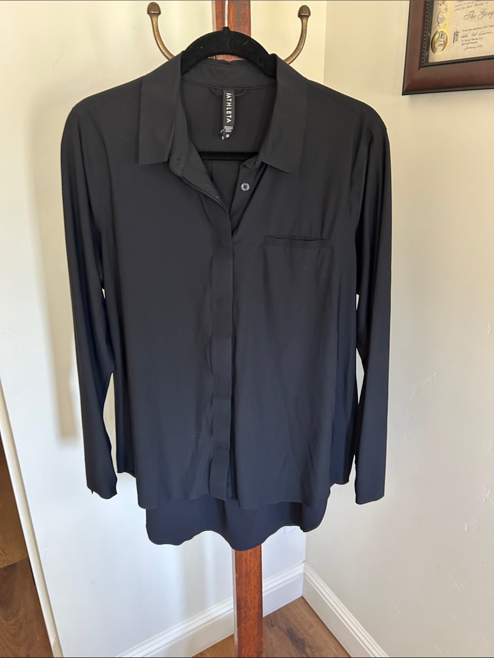 Athleta Midday Relaxed Poplin Button Down Shirt - Black Women’s Size M